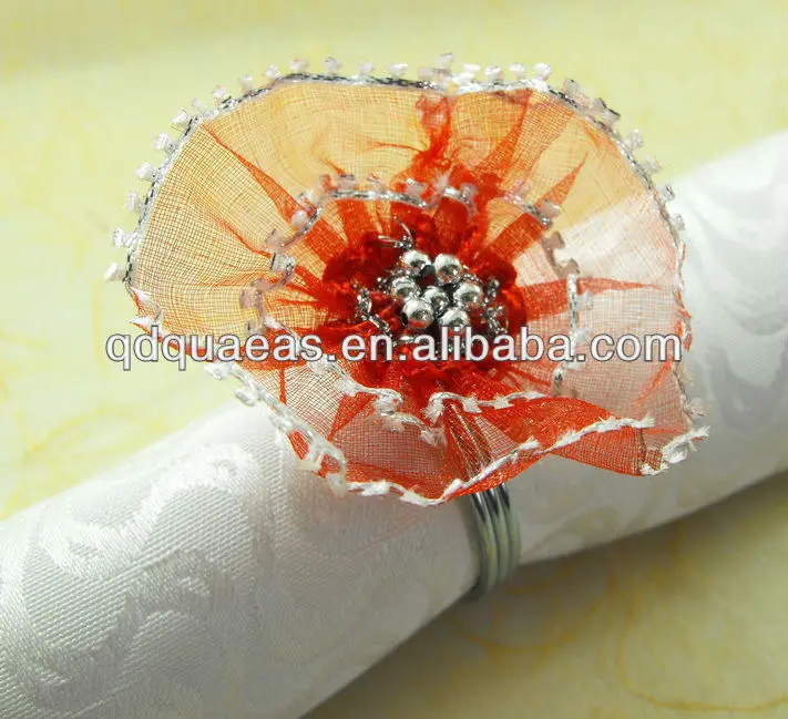 Кристалл Алмаз лист дешевые салфетки Кольцо Красный Шелковый цветок держатель