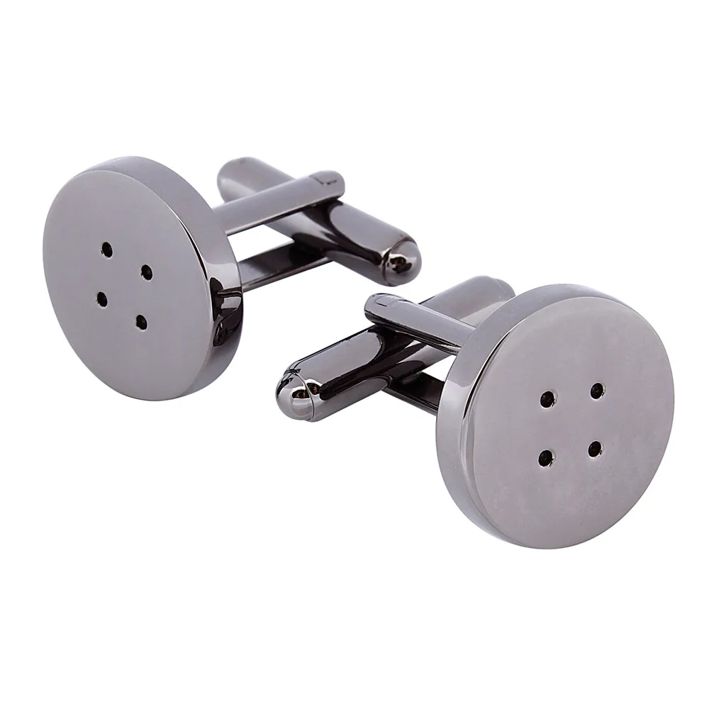 

Black Gun Plated Button Cufflinks Mens French Shirt Cuff Button Formal Round Men Cuff Links