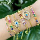 OCESRIO модный Радужный синий сглаза очаровательный браслет и браслеты из циркония CZ золото регулируемый браслет набор для женщин ювелирные изделия