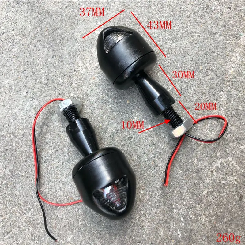2Pcs Universal Metal Black Amber Bulb Lens Light Motorcycle Turn Signal Lamp Indicator Blinker Cafe Racer Chopper Dirt Bike |