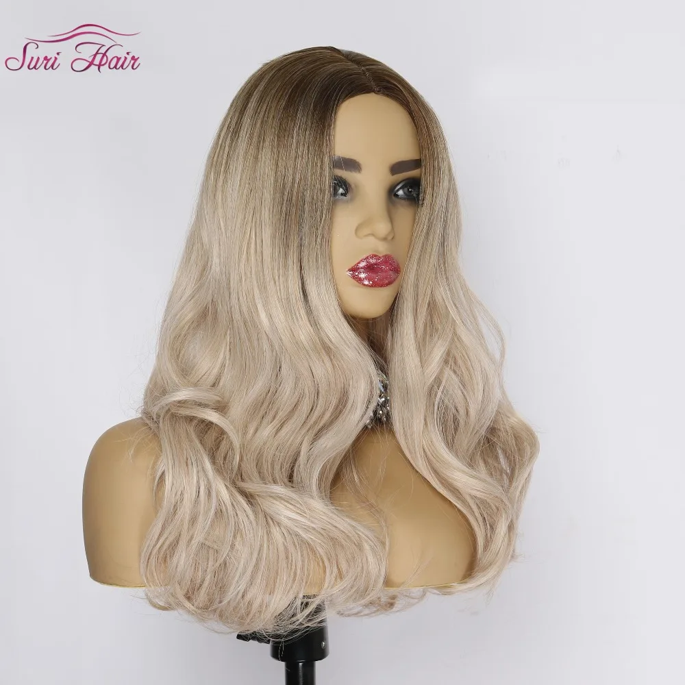 Suri Hair beauty Synthetic Wig Long Body Wave Heat Resistant Fiber Ombre Blonde for Women Cosplay hair 22 inches free ship | Шиньоны и