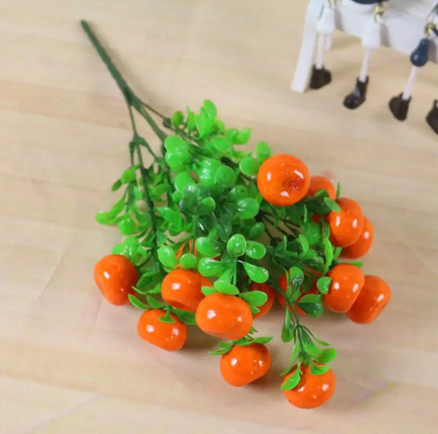 

6pcs Artificial Orange Branch For Plant Wall Background Wedding Party Home Hotal Office Bar Decorative