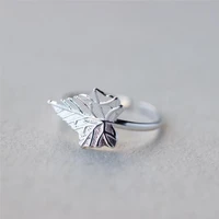 hot sale creative fashion silver plated jewelry female personality maple leaves temperament rings r282