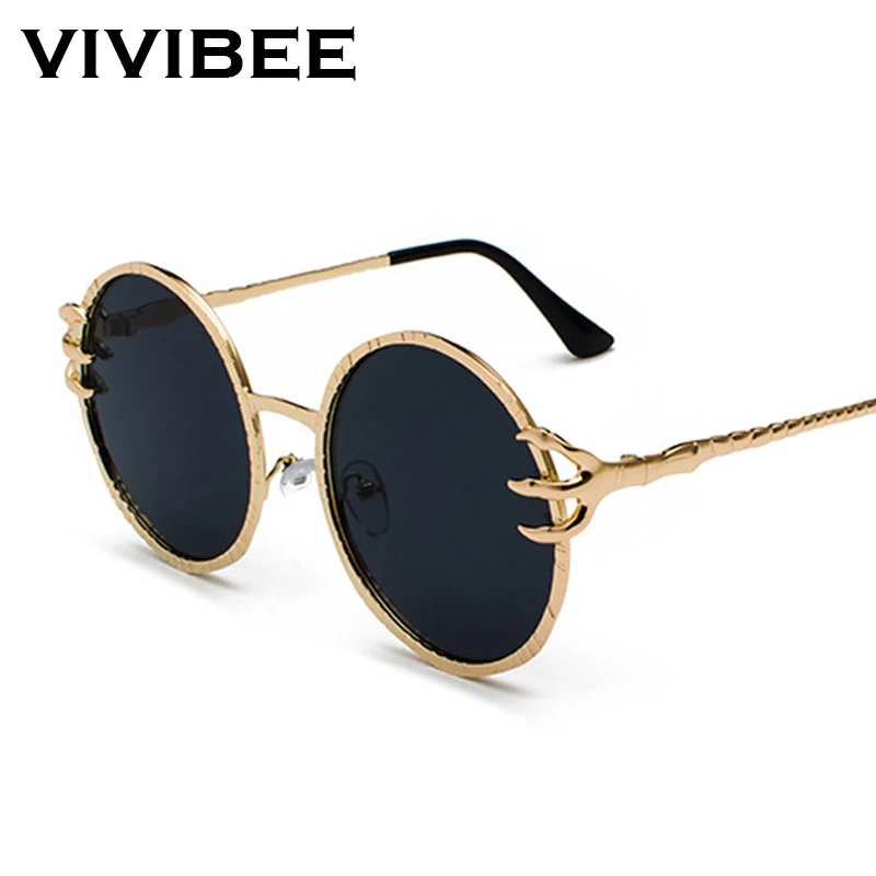 Женские солнцезащитные очки VIVIBEE круглые готические в стиле ретро с черепом и