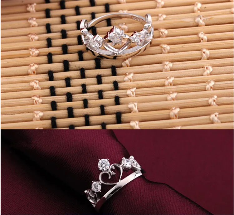 Almei Кольца для Женщин Обручальное Кольцо Корона Anello CZ Циркон Серебряные