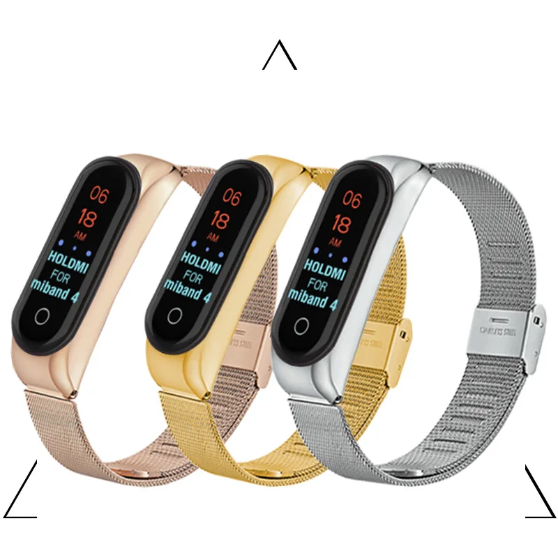 Новинка 2019 стальной Миланский ремешок с пряжкой для Xiaomi Mi Band 4 умный AI фитнес
