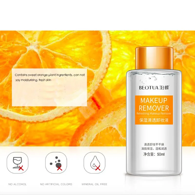 

Orange Cleansing Water Makeup Remover Eyes Lips Shrink Pores Cleanser Quick Dissolve Deep Clean Purify
