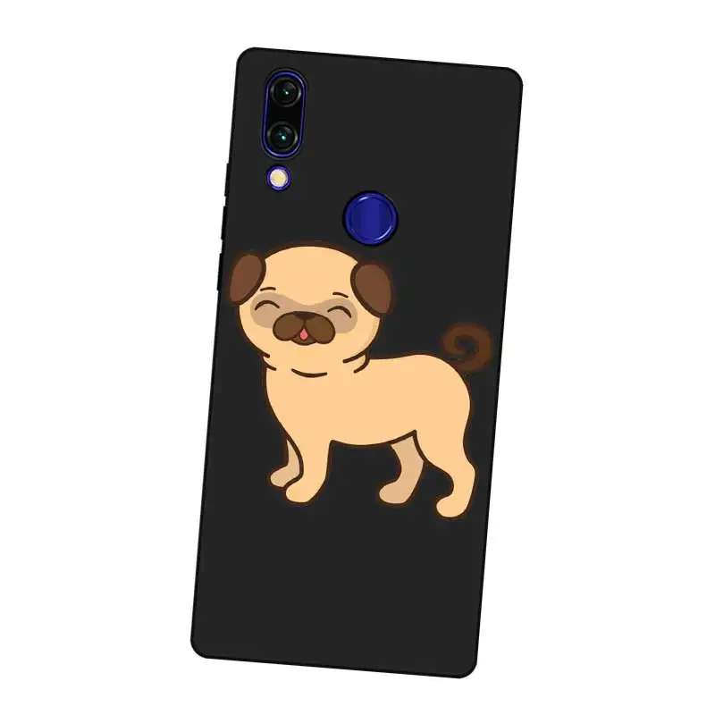 N310 Dog Cute Pug Black Silicone Case Cover For Xiaomi Redmi Note 3 4 4X 5 5A 6 7 Pro Global |