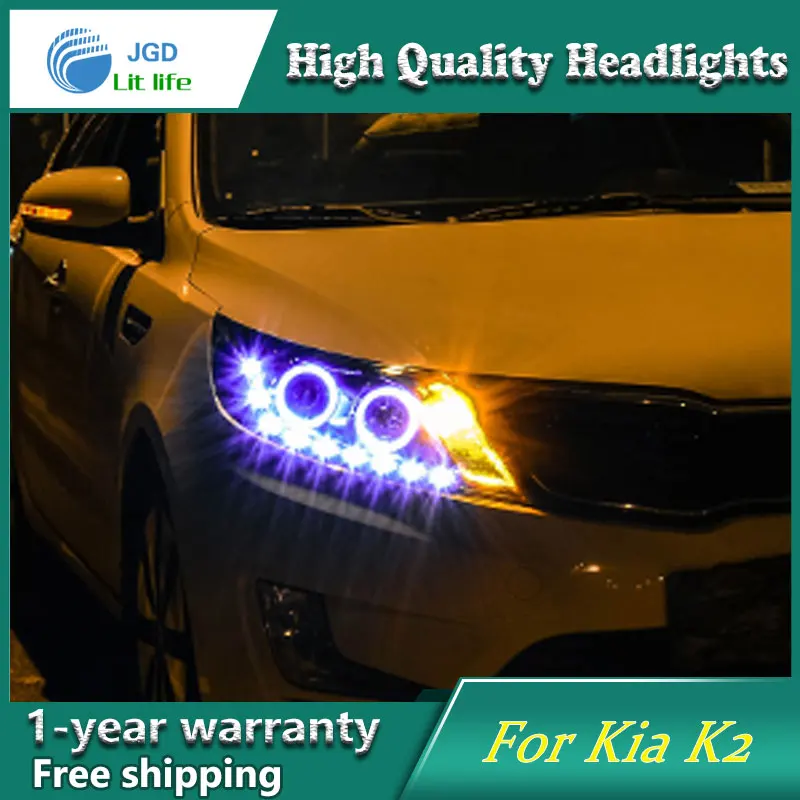 Чехол для стайлинга автомобиля фары Kia Rio K2 2011 2012 2013 2014 светодиодный DRL Объектив