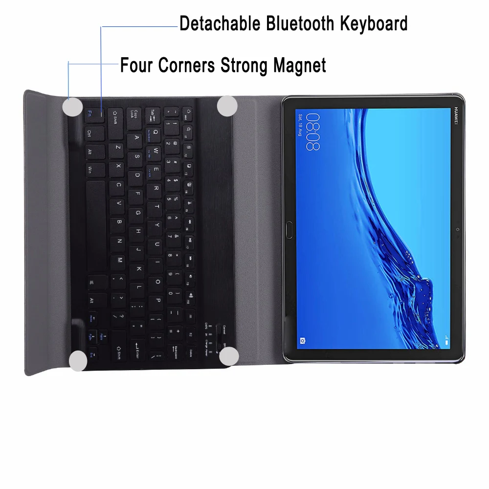 Чехол с английской испанской и русской Bluetooth клавиатурой для Huawei Mediapad M5 Lite 10 1