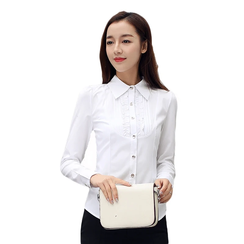 Gkfnmt Blusa Feminina модные женские белые офисные блузки шифоновая Повседневная рубашка