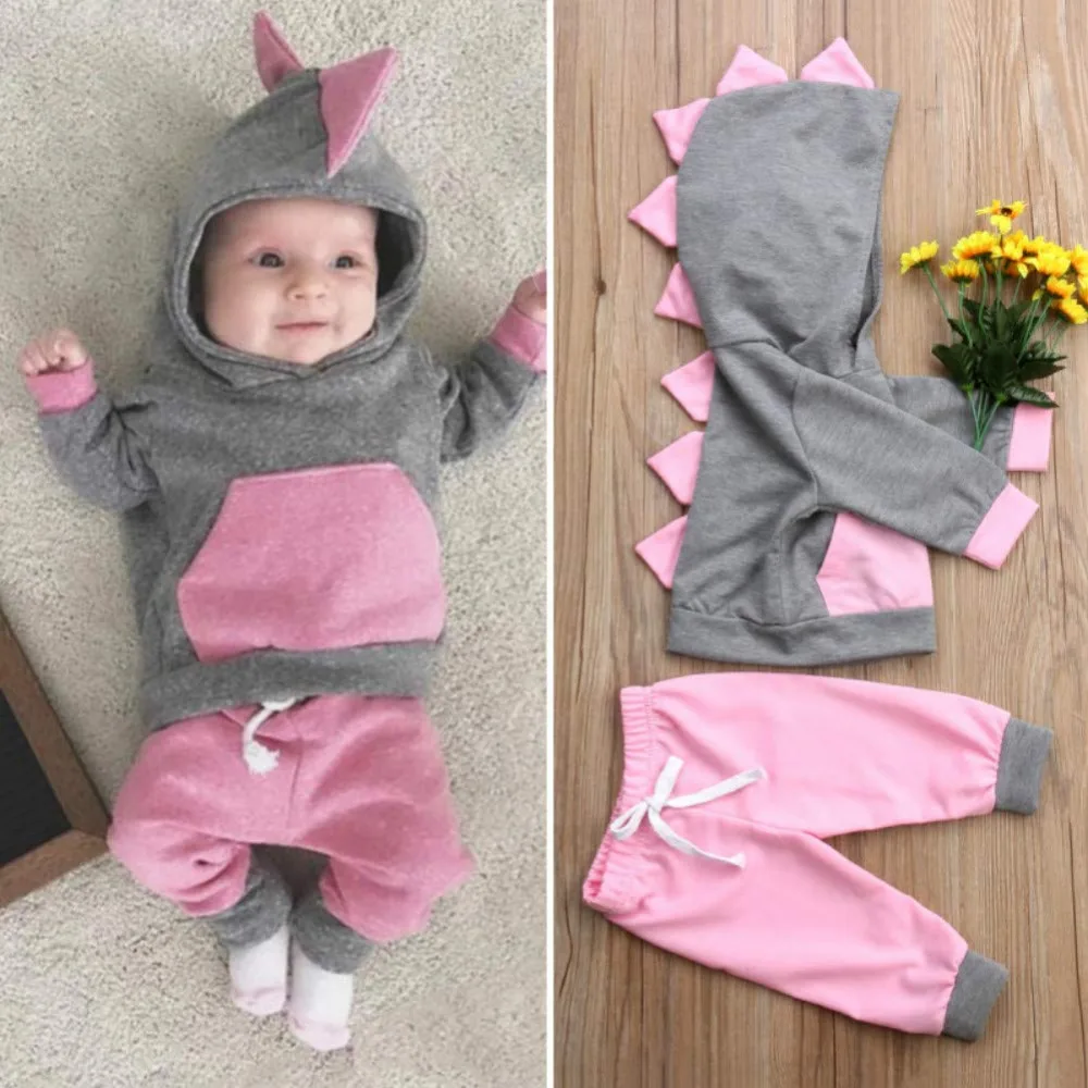Newborn Baby Boys Girls Unisex Infant Clothes New Arrival Toddlers Long Sleeves Hoodies Cartoon Sweater Tops + Casual Pants | Детская