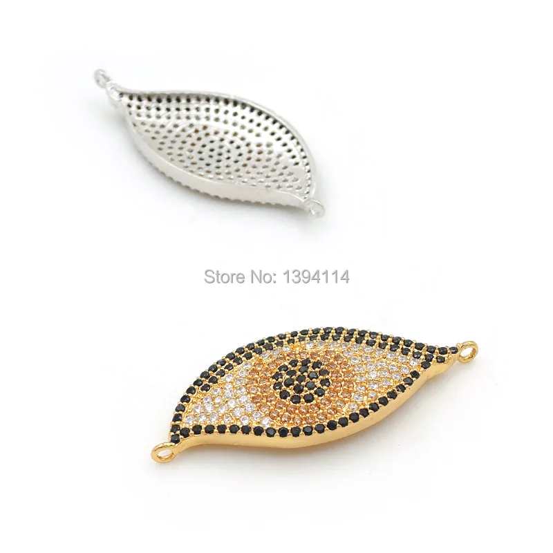 35*14*3 мм Micro Pave черный прозрачный оранжевый CZ сглаза Шарм Разъем Fit для мужчин и