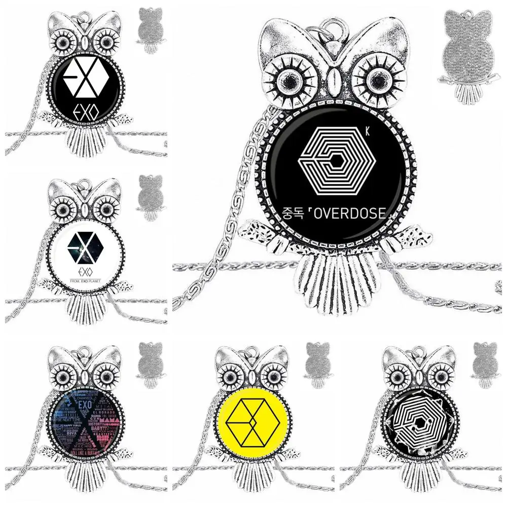 EJ Глянцевая модная звезда EXO бронзовый цвет стеклянный кабошон с кулоном в форме