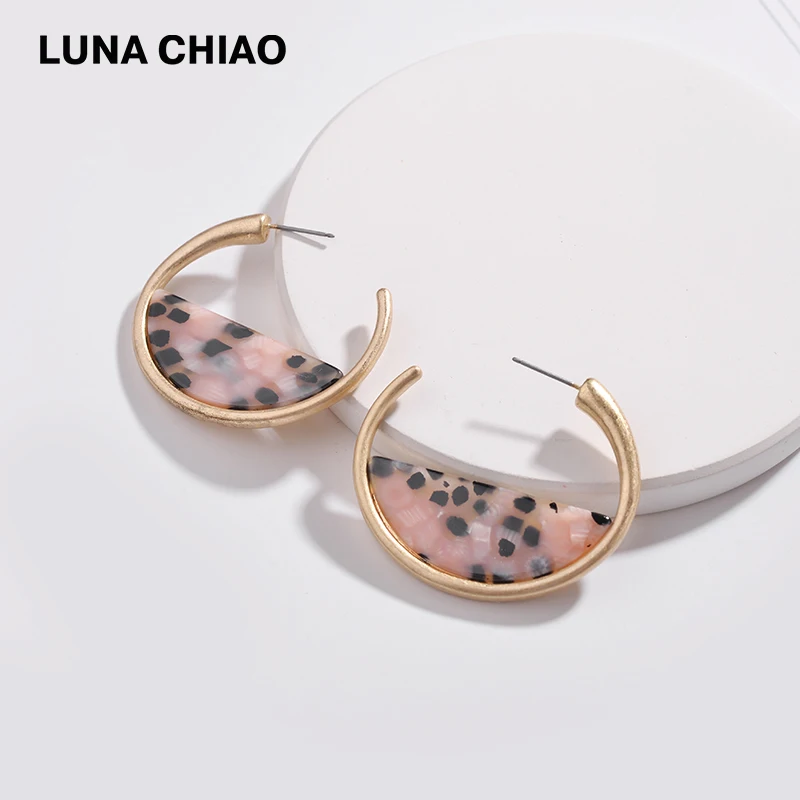 Женские серьги-кольца LUNA CHIAO модные разноцветные металлические леопардовые из