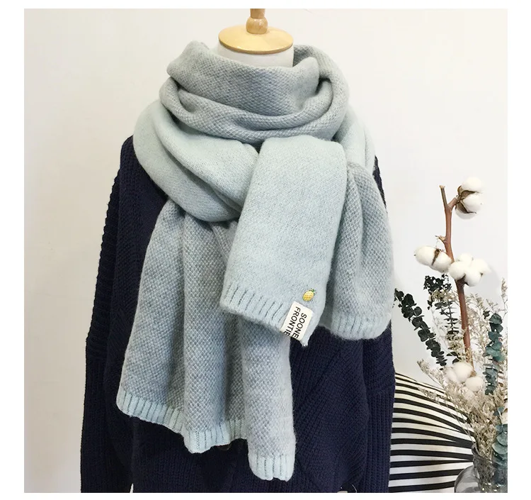 

2019 New Lady Scarf Cute Winter Wool Knitted Scarf Warm Soft Double face Bufandas Cachecol Cotton Scarves For Women Men
