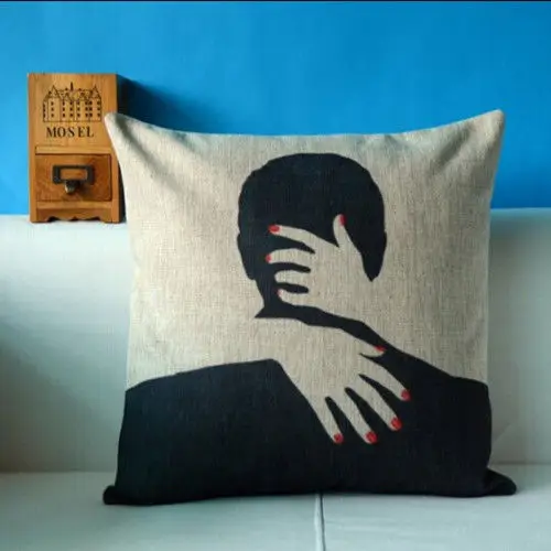 Ретро черный белый цвет для влюбленных любовь Hug поцелуй декоративная наволочка