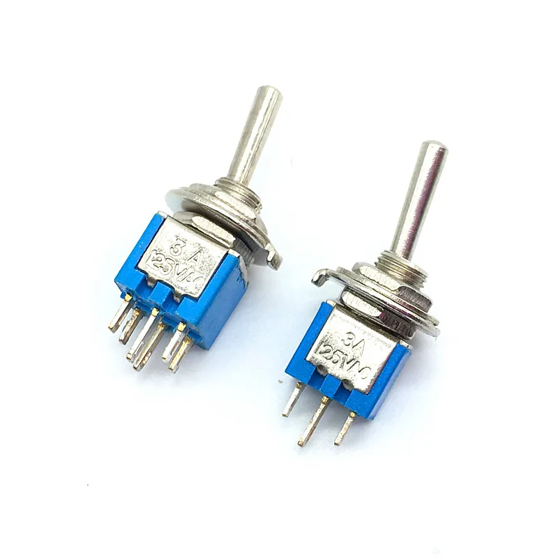 10 шт. мини замок тумблер SPDT 3 Pin ON кулисный переключатель 3A 125VAC DPDT 6Pin 2 позиции