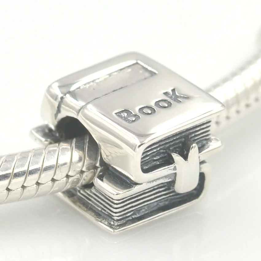 Подвеска книга из серебра 925 пробы с бусинами Подходит для Pandora Charms браслета сделай сам ювелирных
