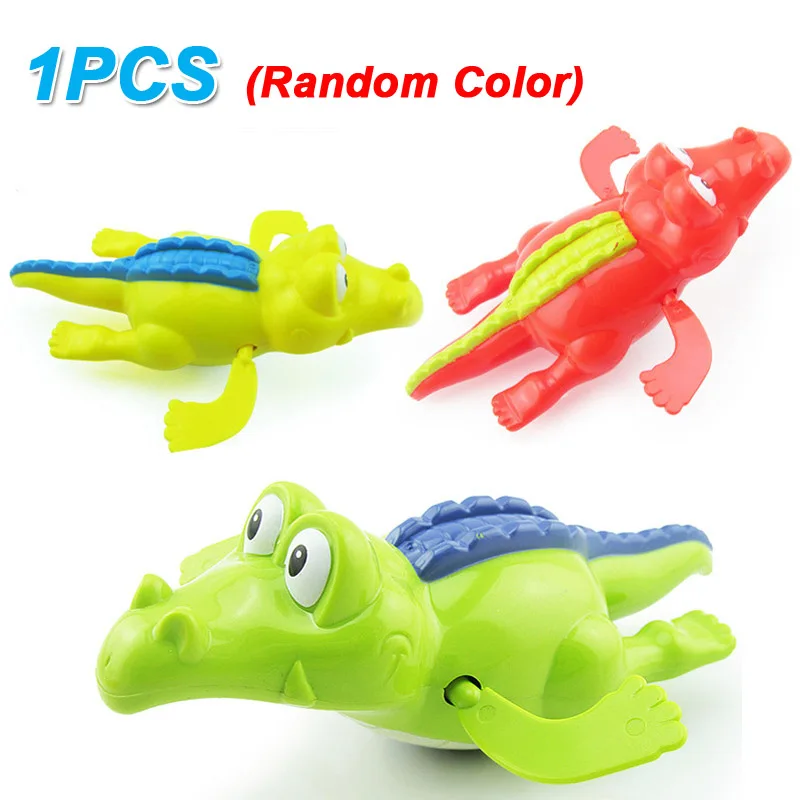 crocodile 1pcs Детская игрушка для ванны Акула крокодил Бегемот плавание ванна черепаха Плавающая водяная намотанная цепь Детские Классические игрушки-подарки случайный цвет - Цвет: crocodile 1pcs