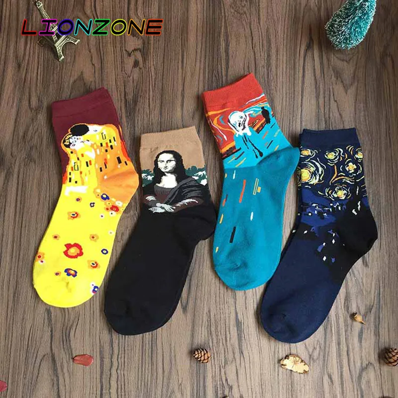 LIONZONE арт носки винтажные классические картины мона лиза женские Модные