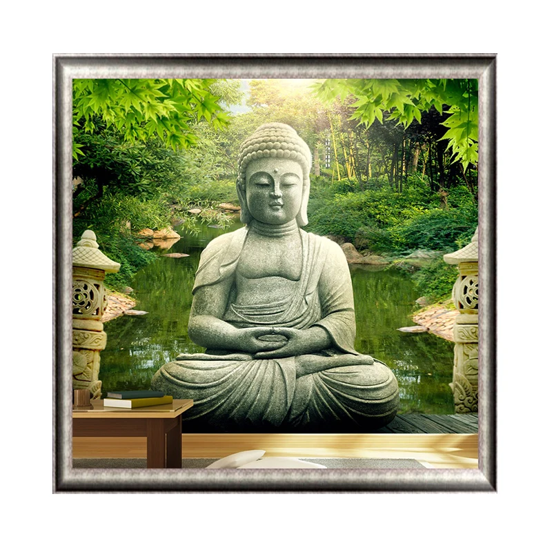Полноразмерная/круглая 5D алмазная живопись Будда вышивка крестиком пейзаж