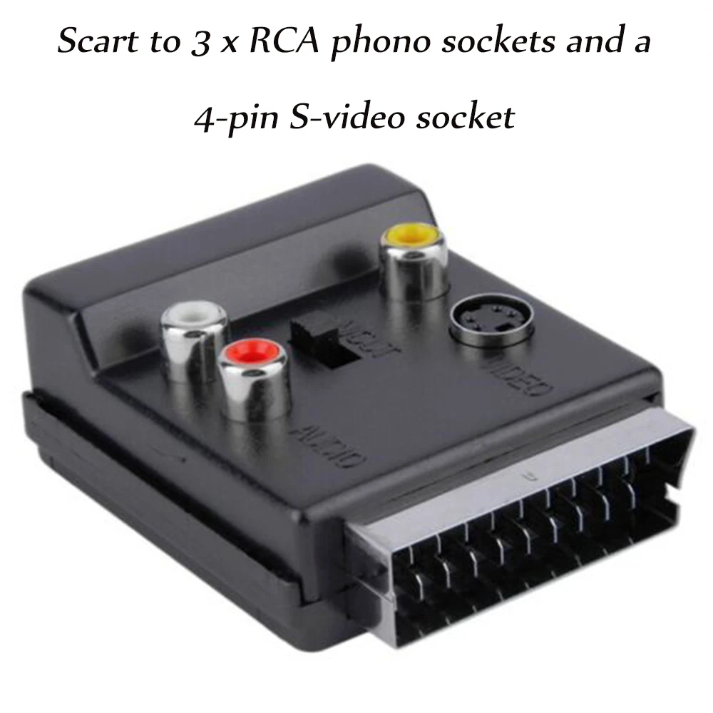 Новейший переключаемый адаптер Scart штырь-гнездо S-видео 3 RCA аудиоадаптер внешний