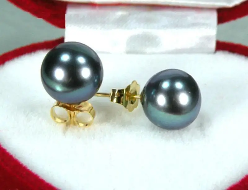 Идеальные круглые черные сережки с жемчугом 10-11 мм AAA 14K | Украшения и аксессуары