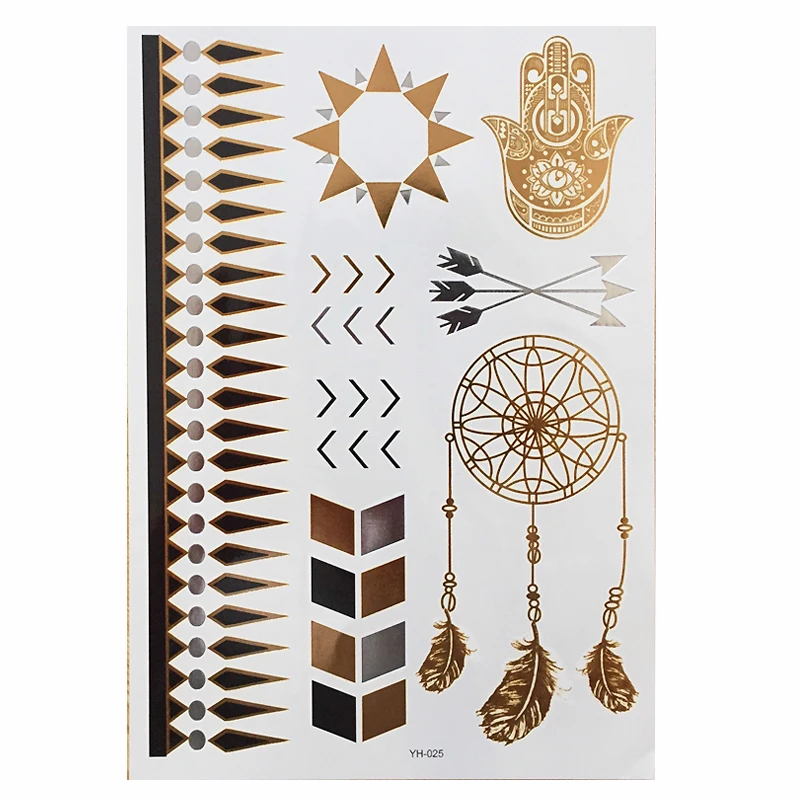 Boho Gold хна металлическая вспышка Бинди Временная наклейка татуировки