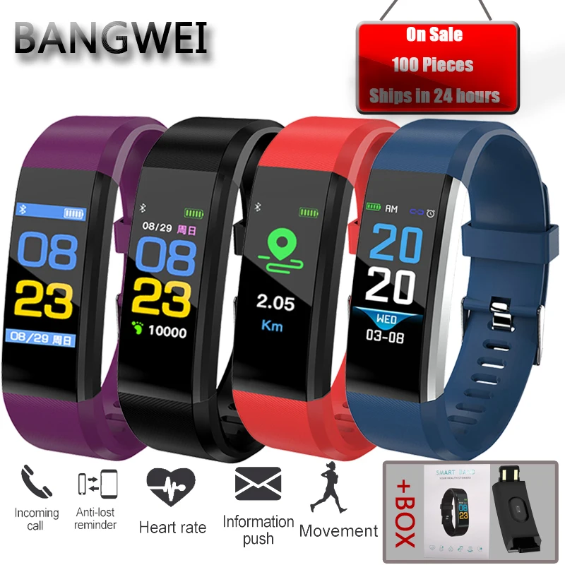 BANGWEI 2019 Men and women sport smart wristband heart rate blood pressure oxygen monitoring for IOS Android Pulsera inteligente | Наручные