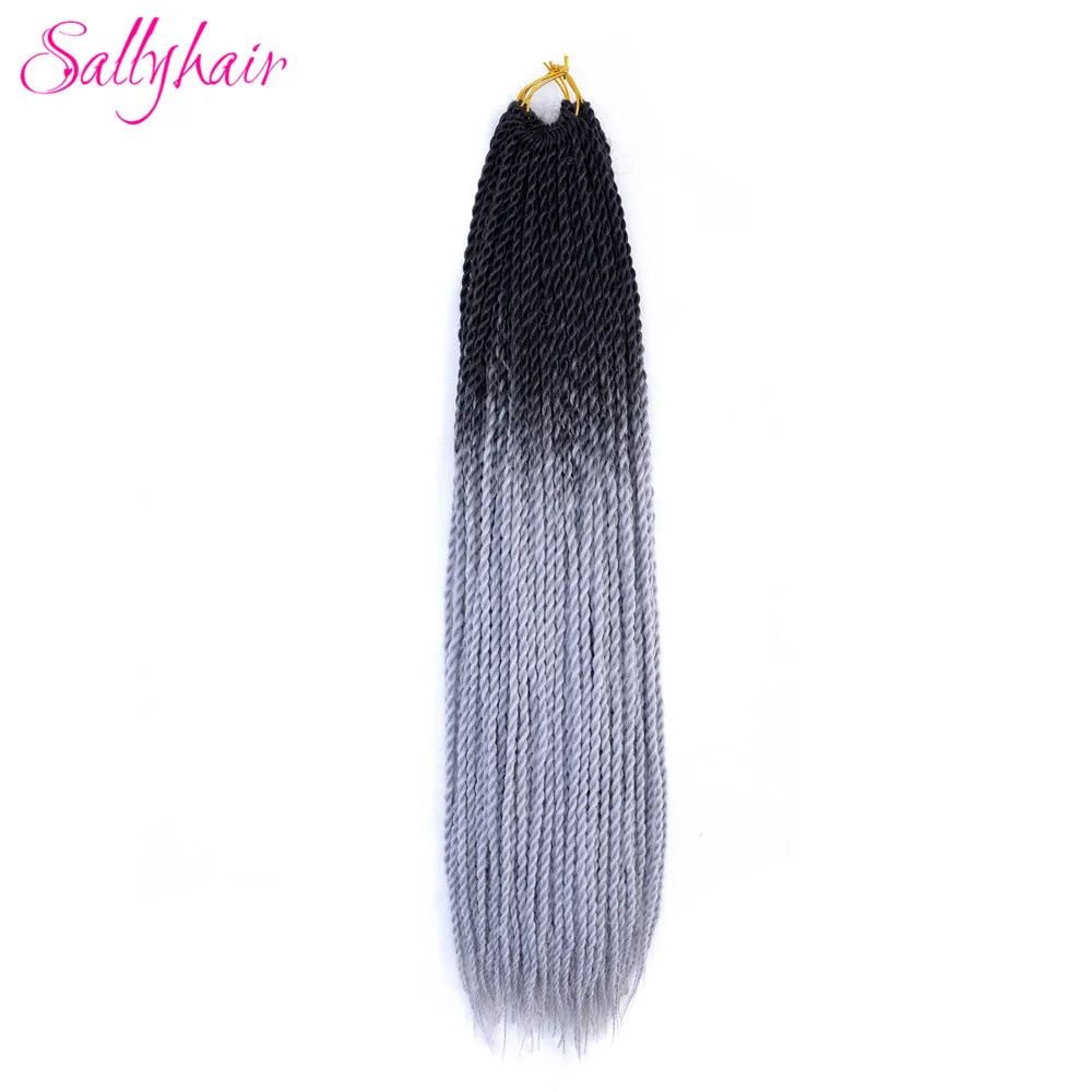Sallyhair, 20 прядей, сенегалы, закрученные, вязанные, плетенные волосы для наращивания, высокая температура, синтетические, вязанные, Омбре, плетенные волосы - Цвет: P1B/30