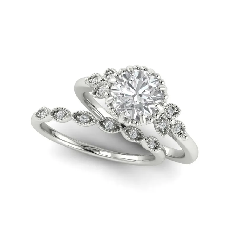 Мода Для женщин s розовое золото Promise Ring кубический цирконий Двойные Кольца Пара