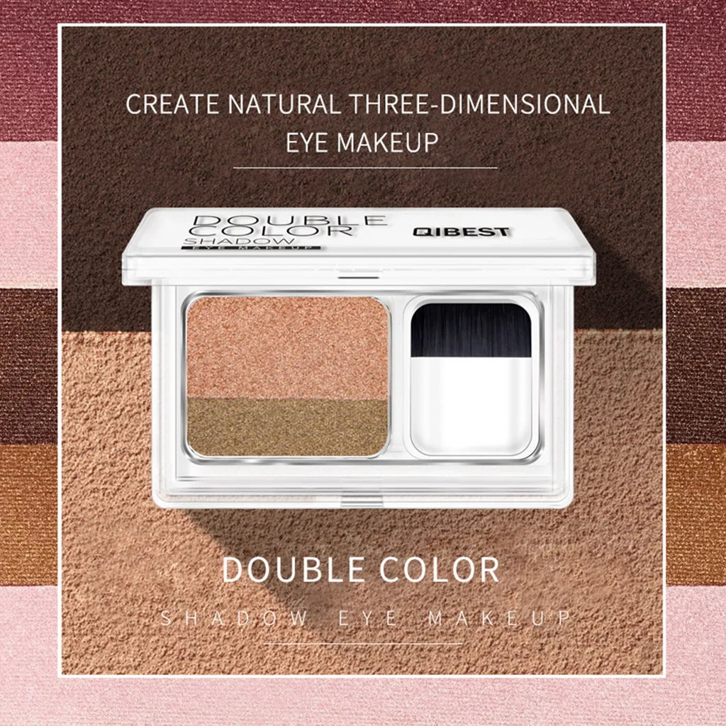 QIBEST двухцветные женские модные тени для век палитра мерцающие макияжа