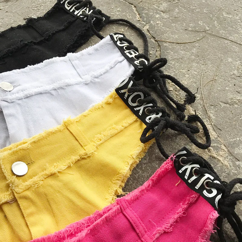 TEAEGG пикантные Винтаж деним Мини Короткие повязки Hotpants Лето 2019 г. обтягивающие