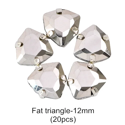 Fat Tri-angle 12mm S Рудник Серебряный 11 формы пришить Стразы с когтями головистой формы Стекло с украшением в виде кристаллов Высокое качество пришить коготь стразы для одежды B3793 - Цвет: Fat Tri-angle 12mm S