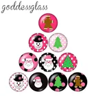 Новый рождественский снежинка снеговик 10 шт. 12 мм18 мм20 мм25 мм круглый фото стекло кабошон демонстрационная фурнитура ZB0533