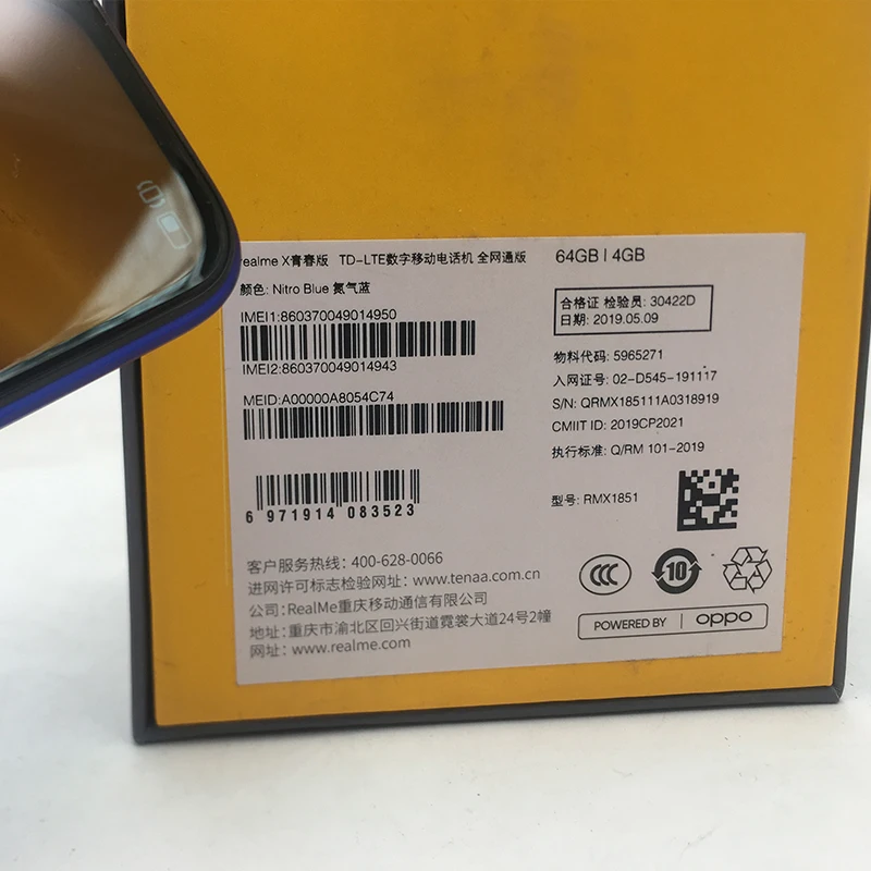 Мобильный телефон Oppo Realme X Lite, 4G LTE, Snapdragon 710, Android 9,0, 6,3 дюймов, 2340X1080, 8 Гб ram, 128 ГБ rom, МП, отпечаток пальца