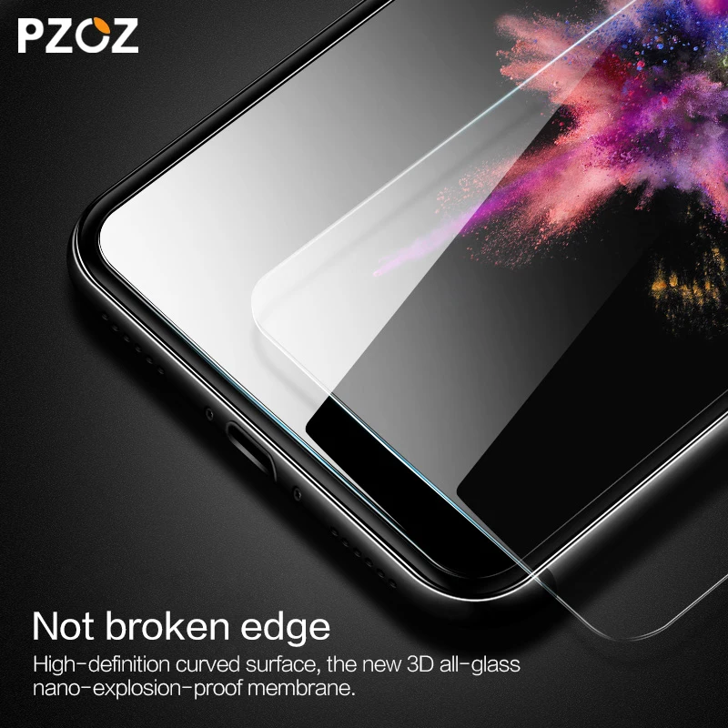 PZOZ закаленное стекло для iphone X XS Max XR 8 7 6 6s Plus полное покрытие Защитная пленка для экрана телефона изогнутое стекло 9H 5D