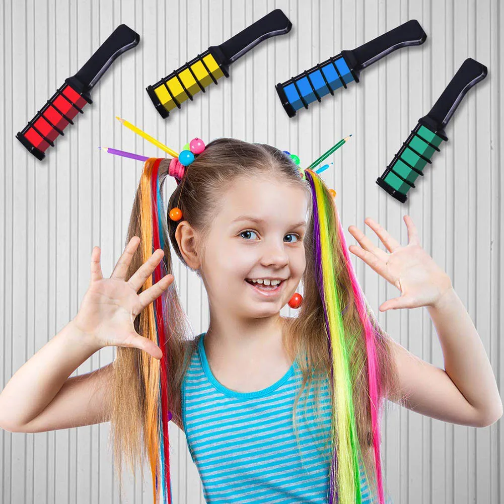 Временная расческа мелом для волос набор расчесок девочек многоцветная краска - Фото №1