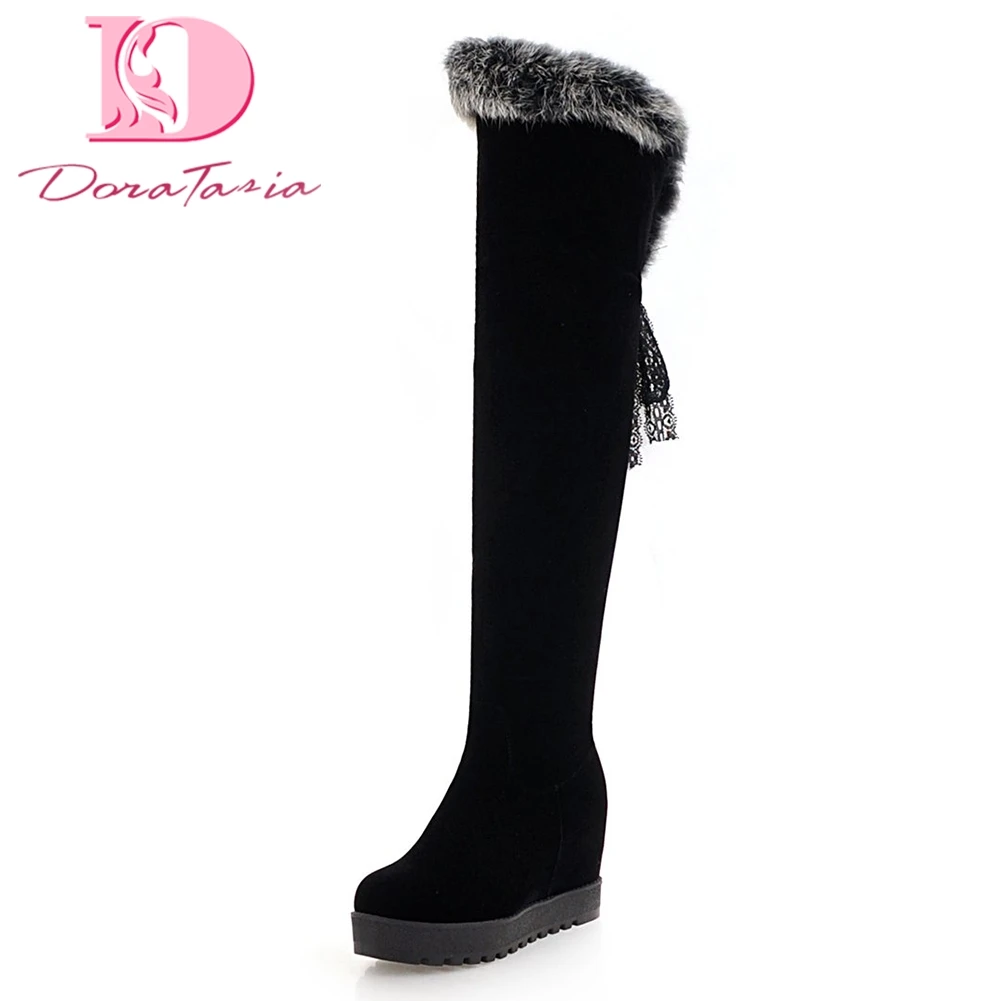 Doratasia New Large Size 34-42 Platform Over The Knee Boots Woman Shoes winter snow Boots Increasing Heels women Shoes Woman