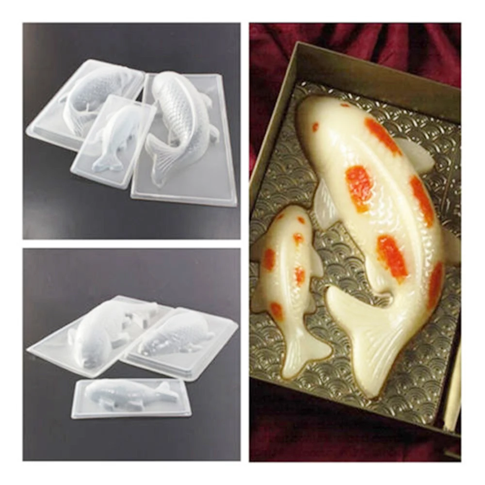 Новые 3D формы рыбы Koi пластиковые формы для шоколада и желе формы DIY формы большие средние и маленькие размеры инструменты для выпечки украшения