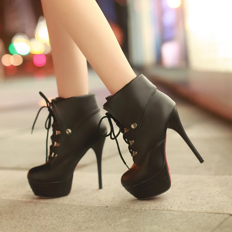 Sexy Red Bottom Ankle Boots Platform 