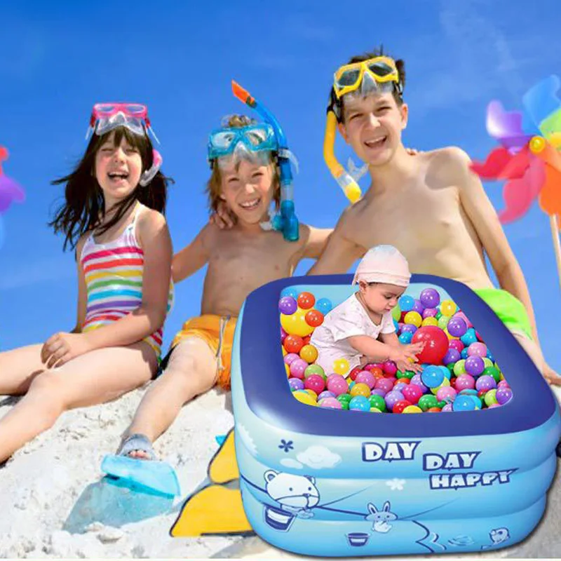 

Kids Inflatable Double Layer Pool Square Swimming 2 Layers Solid Bubble Outdoor Garden Beach Children Inflatable Swimming Pool