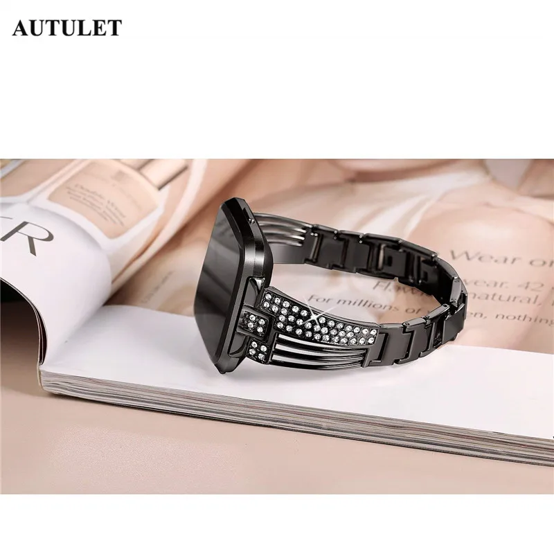 Replacement bands Fitbit Versa metal strap stainless steel bling bracelet wristband for women accessories price | Наручные часы