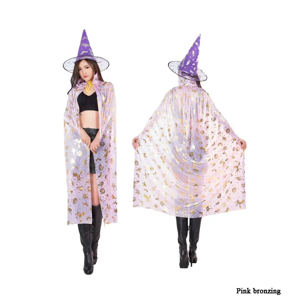 Free Shipping Halloween cloak children's Adult performance costumes COS Witch Ghost Black Bronzing Costumes Cloak |