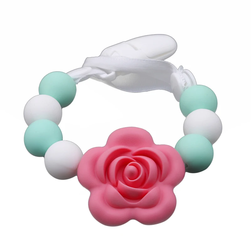 Забавная силиконовая соска детская цепочка с бусинами в виде розы магнитные цепи