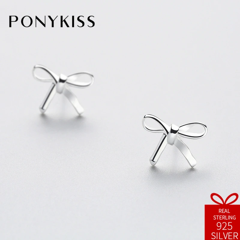 

Серьги-гвоздики женские из серебра 925 пробы с бантом