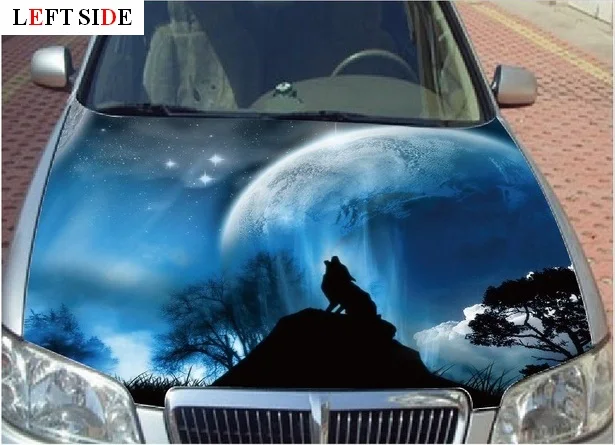 Левая сторона автомобиля стикер s HD струйный Fresh Moon Wolf виниловые автомобильные