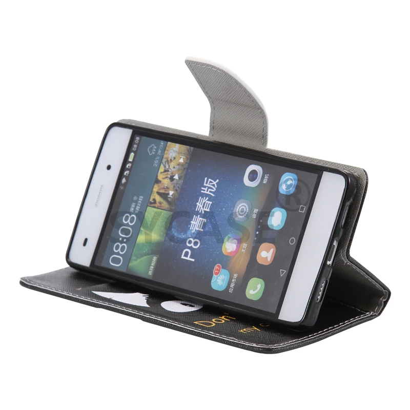 SYCASE флип чехол для Huawei P8 9 10 Lite mate9 mate10 lite окрашенный бумажник для Карт Подставка Роскошная искуственная кожа с рисунком мультяшная сумка для телефона