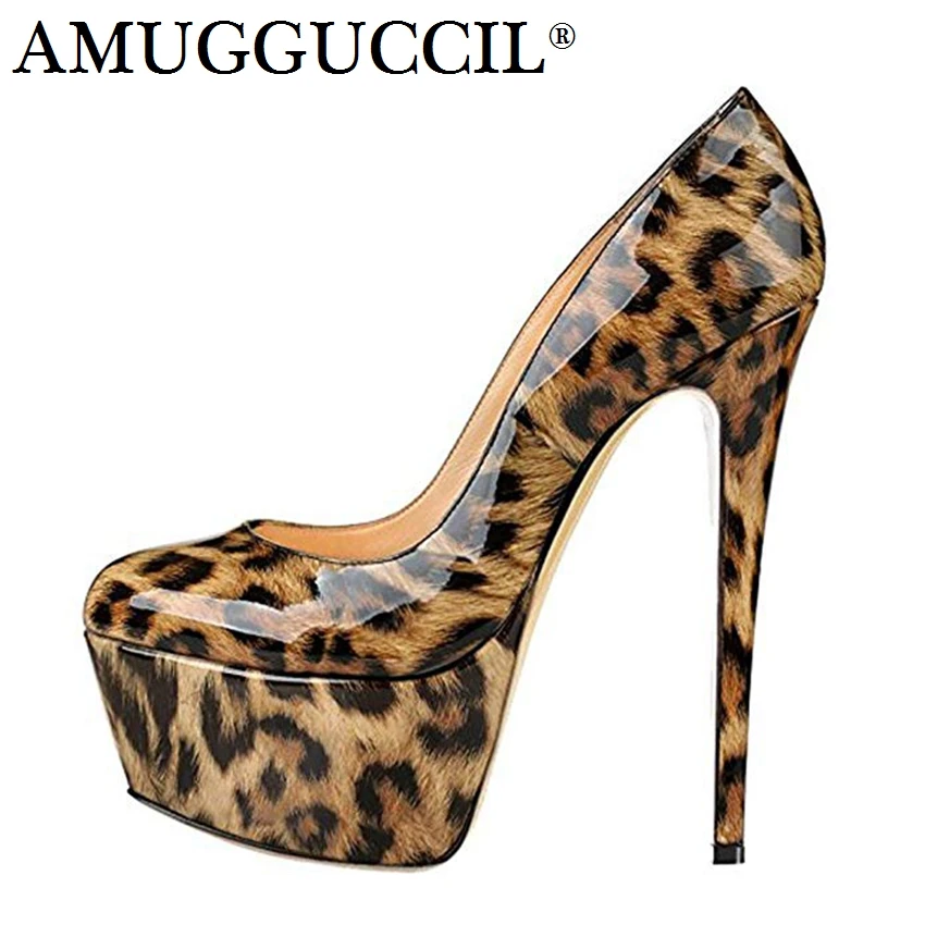 

2021 New Plus Big Size 35-52 Black Leopard Gray Yellow Fashion Sexy High Heel Platform Spring Lady Shoes Women Pumps D1226